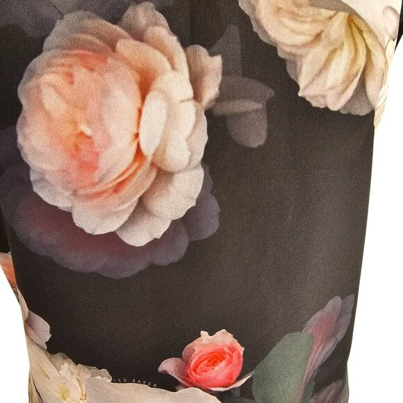 Ted Baker Black Floral Print Sleeveless Top Sz 2 US 6 - Picture 4 of 9